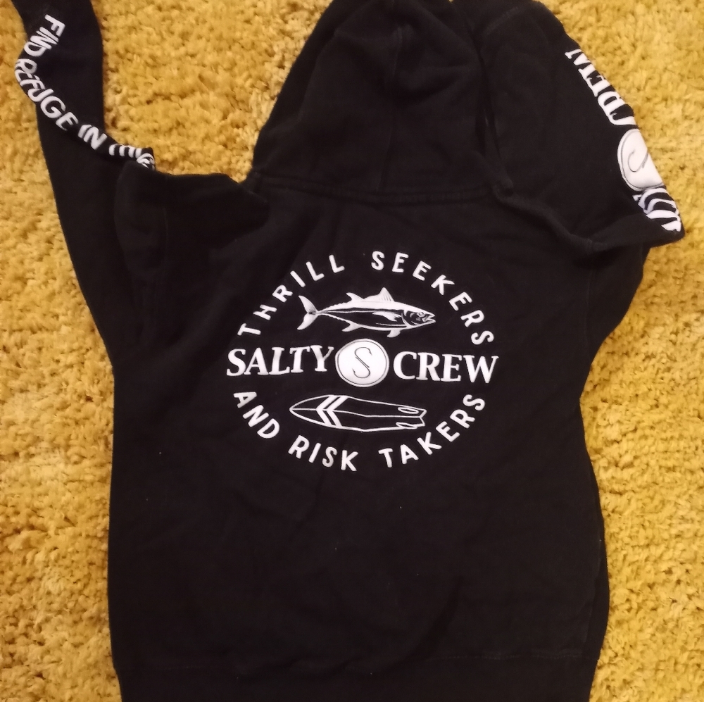 Salty Crew Hoodie Black Pullover Size Kids Large Long Sleeve Graphic Print